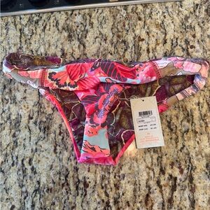 Maaji Pink and Brown Floral Bikini Bottom